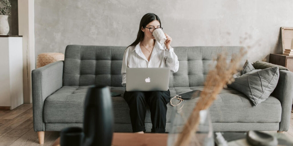 Woman laptop coffee