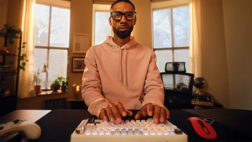 MSFT A person typing AI process automation commands to streamline his task list