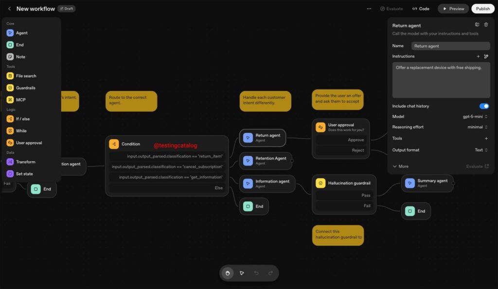 Agent builder new workflow OpenAI API 10 05 2025 10 22 PM