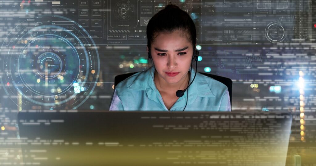 contact agent surrounded by ai dashboard