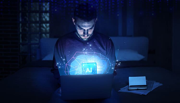 Leveraging FlowMind AI: Insights from Automation Tutorials for Business Efficiency 2 ec person using laptop using artificial intelligence generate 750