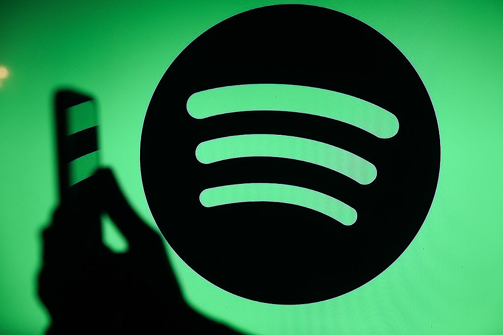 spotify logo phone GettyImages 2236404299