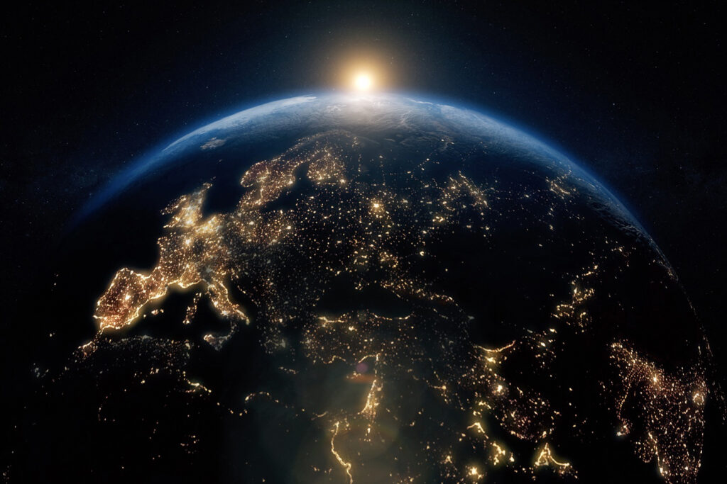 ey turning earth viewed from space